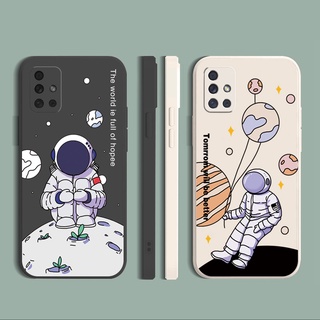 เคสโทรศัพท์มือถือแบบนิ่ม ขอบสี่เหลี่ยม ลายนักบินอวกาศ สําหรับ Samsung Galaxy A12 A31 A32 4G A52 A72 5G A11 A51 A20S M42