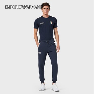 Emporio Armani EA7 เสื้อยืดแขนสั้นเนื้อผ้าฝ้ายสไตล์ฤดูร้อนสําหรับผู้ชาย&lt;,F