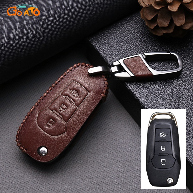 GTIOATO สำหรับ Ford เคสกุญแจรถยนต์ ปลอกกุญแจรถยนต์ หนัง PU กระเป๋าใส่กุญแจรถยนต์ เคสกุญแจรถ ซองใส่กุ