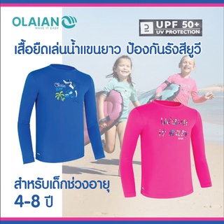 เสื้อเล่นน้ำแขนยาวเด็ก เสื้อว่ายน้ำเด็กกันแดด อายุ 4 - 8 ปี เนื้อผ้า UPF 50+ ป้องกันแสงแดดแม้ในขณะเปียกป้องกันรังสียูวี