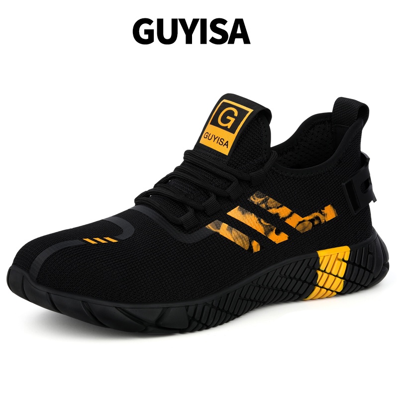 Guyisa รองเท้าเซฟตี้ รองเท้าเซฟตี้ พร้อมส่ง ไซต์งานหัวเหล็ก ป้องกันระบายอากาศน้ําหนักเบา COD