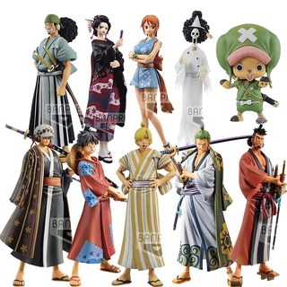 ฟิกเกอร์ One Piece Brook Water Law Luffy Zoro Sanji Nami Robin Usopp Kikunojo DXF Wano Country PVC ของเล่นสําหรับเด็ก