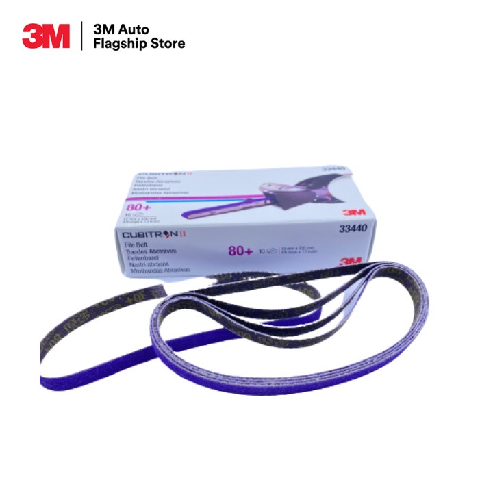 3M (10เส้น/1กล่อง) PN33440 80+ กระดาษทรายสายพาน ขนาดกว้าง 10 x 330 mm.