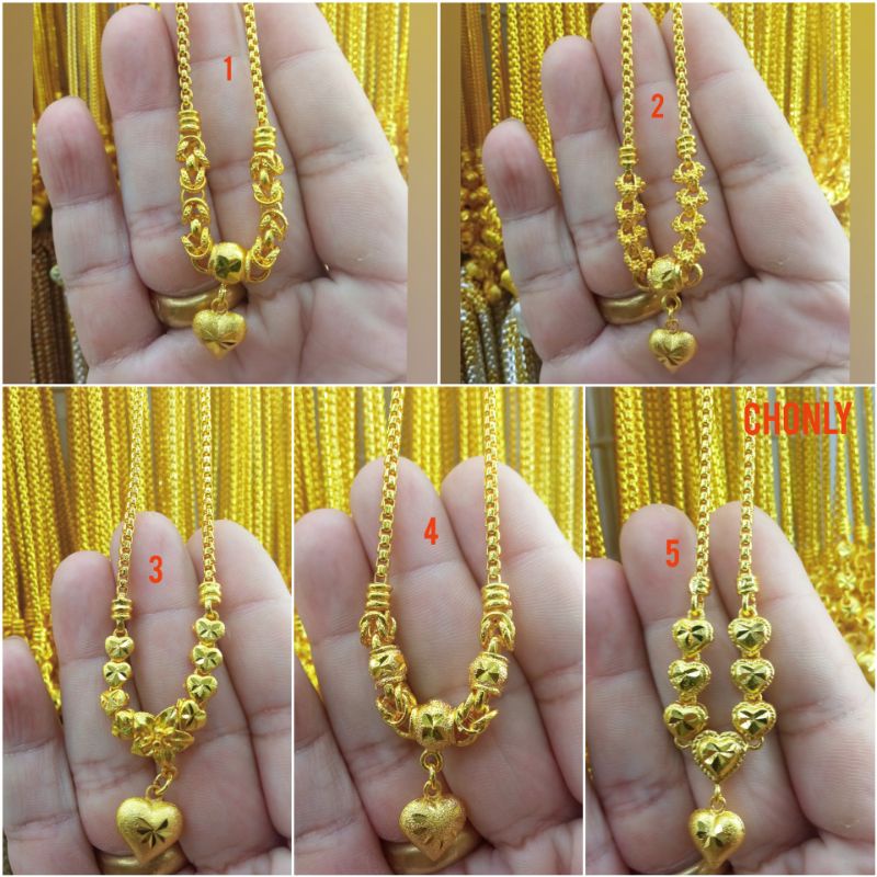 สร้อยคอระย้าห้อยจี้รูปหัวใจหนัก1บาท ยาว 18 นิ้ว สวยเหมือนจริง ใส่อาบน้ำได้ไม่ดำไม่เขียว