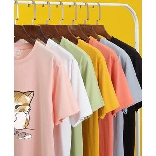 🌈 Fairy Style 🌈เสื้อยืด คอกลม แขนสั้น ผ้านิ่ม พิมพ์ลายแมวสงสัย น่ารักๆ สไตล์เกาหลี #9635