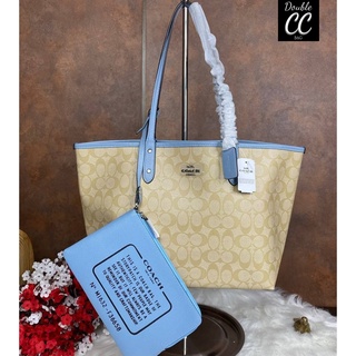 (แท้ 💯%‼ Factory) COACH REVERSIBLE CITY TOTE IN SIGNATURE CANVAS (COACH F36658)