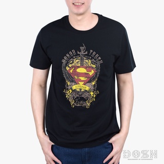 Tee เสื้อขาว DOSH:MENS T-SHIRTS เสื้อยืด คอกลม แขนสั้น ผู้ชาย ลายซุปเปอร์แมน WRSMT5008-BL1 สีดำ