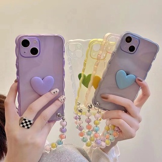 เคสโทรศัพท์มือถือแบบนิ่ม ใส กันกระแทก ลายคลื่น สีรุ้ง พร้อมสายคล้อง ประดับลูกปัด สําหรับ HUAWEI Nova 9 8 7 pro SE P30 pro p40 pro P50 mate 20 30 40 pro Honor 50