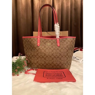 COACH อะไหล่ทอง กระเป๋า Coach Tote กลับด้าน