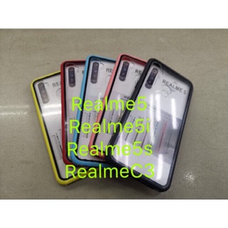 เคสใสขอบ2สี เคสขอบนิ่มหลังแข็ง For Realme 5/Realme 5i/Realme​5s​/Realme​C3