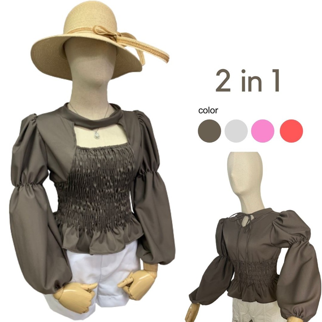 Antino เสื้อเชิ้ต แขนพองบอลลูน 2 In 1 ใส่ได้ 2ทาง 2 สไตล์ เรียบหรู ดู ...