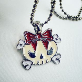 สร้อย หัวกะโหลกแมวเหมียว kitten skull cross bone necklace