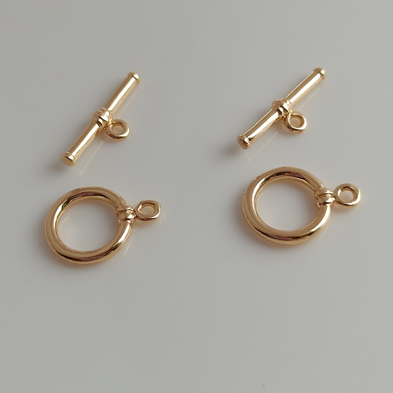 14k Gold Clad สีการเก็บรักษา IO หัวเข็มขัดสร้อยข้อมือสร้อยคอการเชื่อมต่อหัวเข็มขัด OT หัวเข็มขัดทําด้วยมือ DIY เครื่องประดับอุปกรณ์เสริม 11 มม.