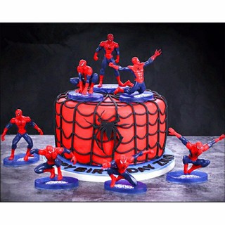 มีของ!พร้อมส่งยกเซต ฟิกเกอร์ super heroes spiderman สําหรับตกแต่งเค้ก 7ชิ้น/ชุด