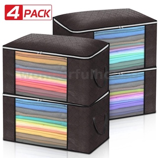 4PCS Clothes Storage Bags Ziped Underbed Wardrobe Cube Closet Boxes Organizer