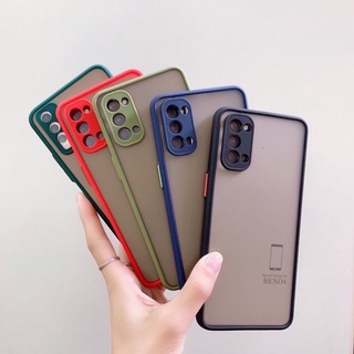 เคสขอบสีOPPOรุ่นReno4/Reno5/Reno5 pro/Reno2F/F9/A5S/A12/A31/A5(2020)/A9(2020)คลุมเลนกล้อง