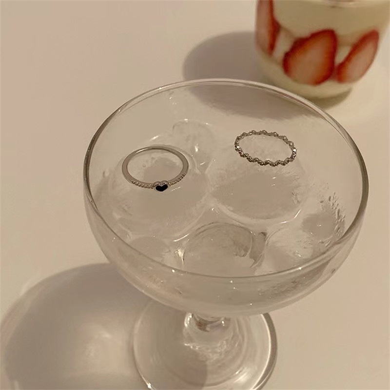 พร้อมส่ง ชุดเครื่องประดับ แหวนเพทาย สองชิ้น สีดํา สไตล์เกาหลี ญี่ปุ่น เรียบง่าย