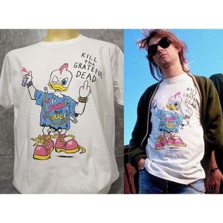 เสื้อยืดสีขาวเสื้อวงนำเข้า Kurt Cobain Kill The Grateful Dead Duck Punk Nirvana Grunge Retro Style Vintage T-shirtS-4XL