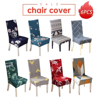 Table Chair Cover 6pcs High Elastic Washable