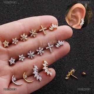 ♛Yuanzhen1♛จิวเจาะหู บาร์เบลล์ คริสตัล กระดูกอ่อน กระดูกอ่อน Tragus Helix