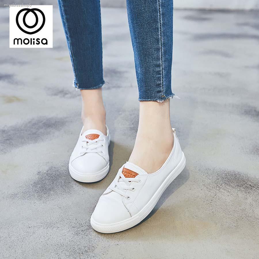 จัดส่งเฉพาะจุด จัดส่งในกรุงเทพฯMOLISA Sneaker Leather Shoes รองเท้า ...