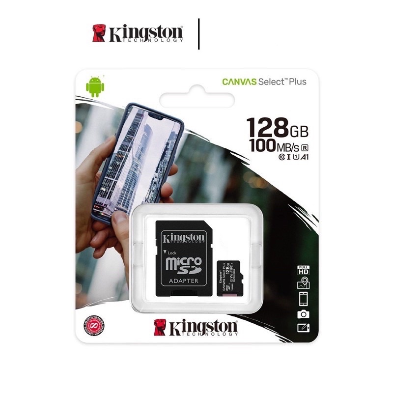 Memory Card Micro SD 128GB ไมโครเอสดี( kingston ) ของแท้รับประกันศูนย์ ใช้ได้eken h9r/ipcam/ มือถือ