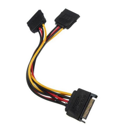 15 Pin SATA Male to 2x15-Pin สายต่อพ่วง HDD ต่อไฟเลี้ยง ความยาว 20 cm