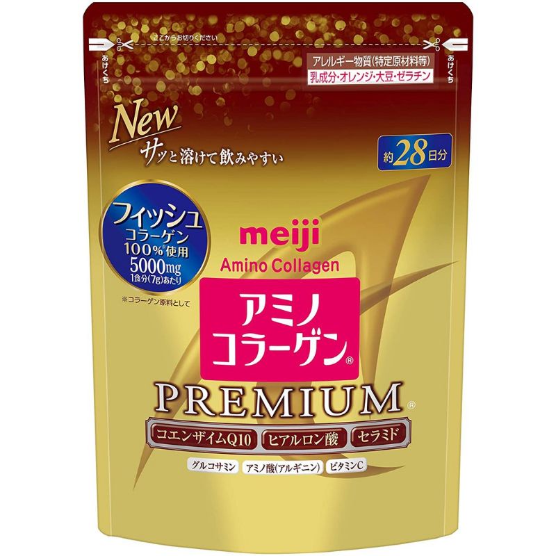 ของแท้ 100% Meiji Amino Collagen Premium 28 วัน (สูตรพรีเมี่ยม-ซองทอง)เพื่อผิวสวย เด้ง เด็ก สูตรพรีเมี่ยมเข้มข้น