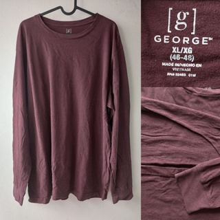 เสื้อยืดแขนยาวสีพื้น สีน้ำตาลแดง ผ้านิ่มโคตร