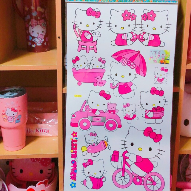 [ขั้นต่ำขอ2แผ่น]สติกเกอร์คิตตี้ติดผนัง20฿