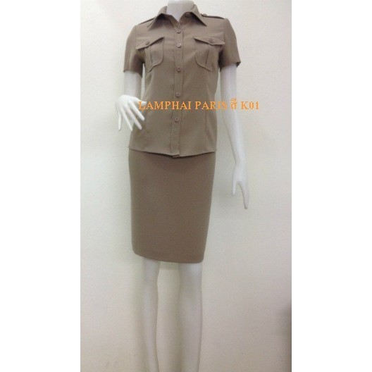 XL XXL 3XL ไซส์ใหญ่ ชุดข้าราชการหญิงแขนสั้นใส่ทับใน ชุดลูกเสือครูหญืง ชุดสีกากีแขนสั้นหญิง ชุดสีกากี