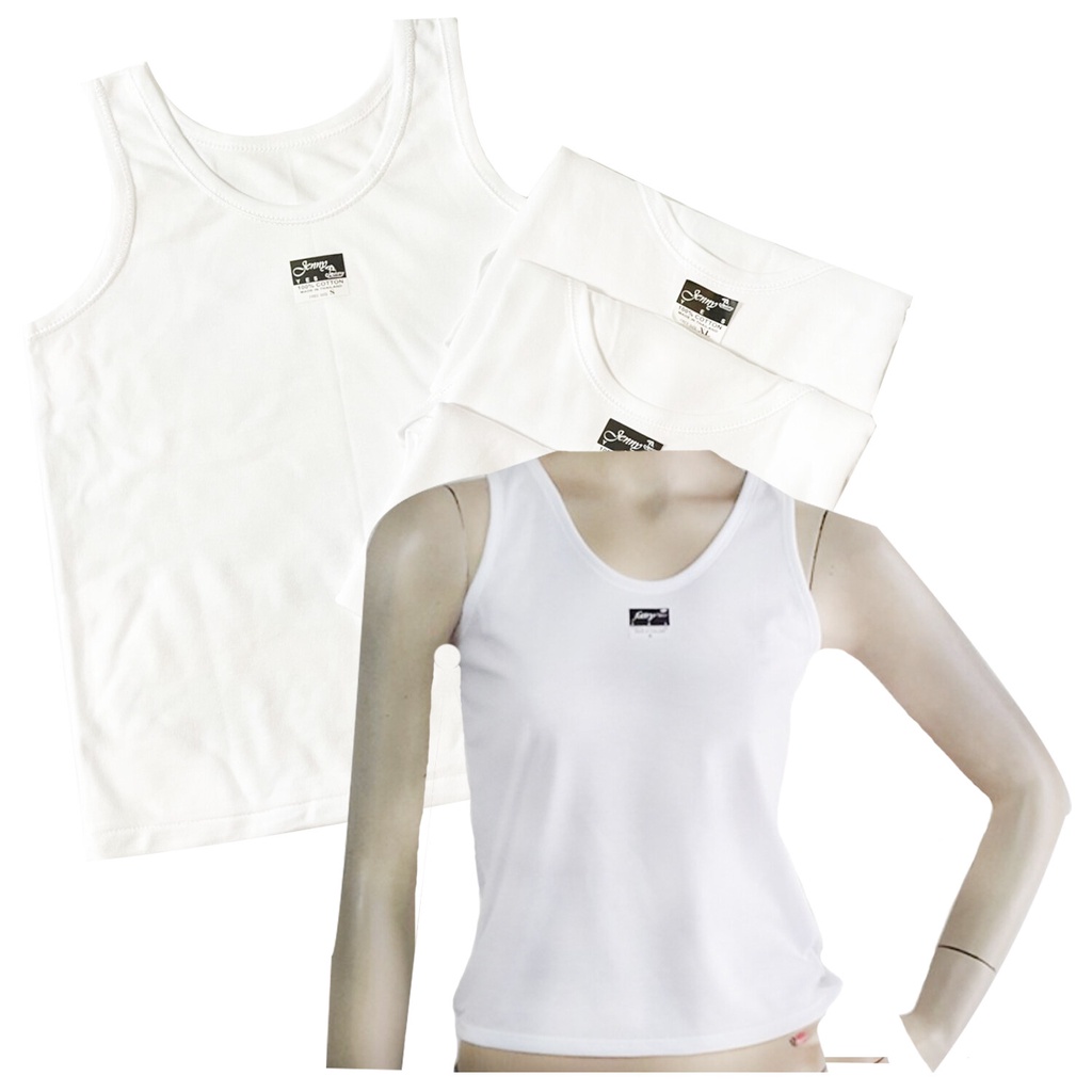 (แพ็ค3ตัว/1ตัว) เสื้อกล้ามขาว แบบป้ายดำ กล้ามขาวเด็กหญิง เนื้อผ้าcotton 100% Premium