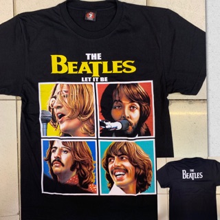 เสื้อยืดแขนสั้น พิมพ์ลาย Beatles Let It Be สีดํา