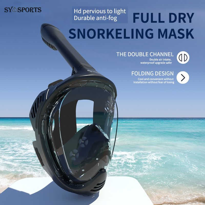 Full Face Snorkel Mask for Adults and Kids YiMiky Underwater Snorkeling Set 180 Seaview Free Breathing Masks Waterproof Anti Fog Full Face Diving Mask Training Dive Equipment Black 