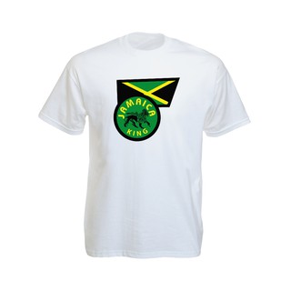 เสื้อยืดราสต้าTee-Shirt Jamaica King Lion of Judah with Jamaica Flag Short Sleeves เสื้อยืดราสต้าสีขาว/สีดำลายธง Jamaic