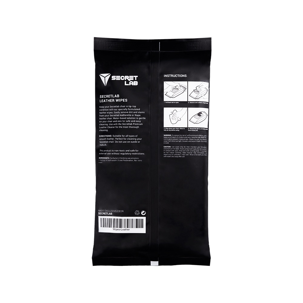 ผ้าเช็ดทำความสะอาดเครื่องหนัง Secretlab Leather Wipes secretlab