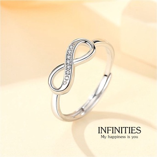 s925 Infinities ring แหวนเงินแท้ สไตล์เรียบง่าย ใส่สบาย เป็นมิตรกับผิว สามารถปรับขนาดได้