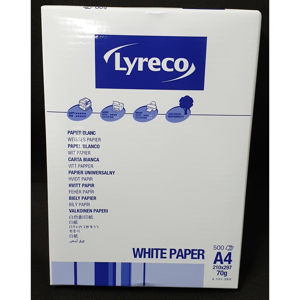 Lyreco กระดาษถ่ายเอกสารอเนกประสงค์ / Kertas A4 70gsm (500 แผ่นต่อ Ream)