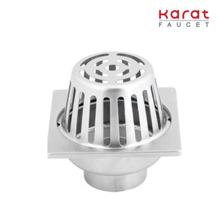 Karat Faucet ตะแกรงระบายน้ำแบบกลม (Roof drain)  ต่อท่อ PVC ขนาด Ø 2-3.5  นิ้ว หน้าแปลน 4 นิ้ว รุ่น KA-58-837-WT