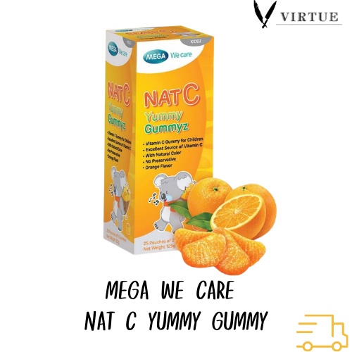 MEGA Nat C Yummy Gummyz วิตามินซีสำหรับเด็ก ทานง่าย gummie gummy