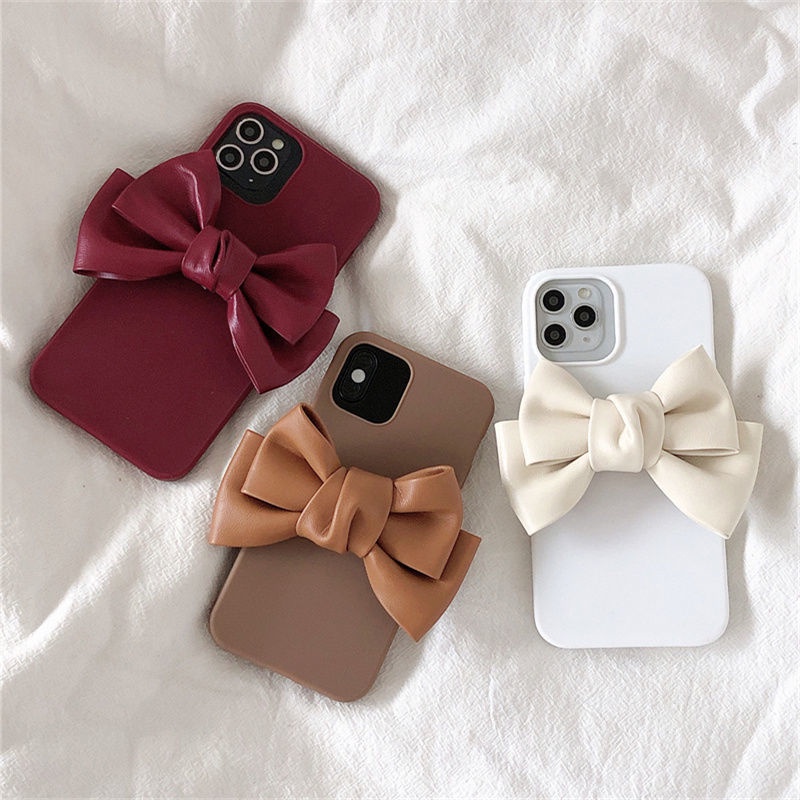 OPPO PU leather bow phone case casing OPPO Realme3pro Realme5/6i/6i/5S/C11 RealmeC3 RENO2 RENO4 RENO4pro RealmeX50pro Realme5pro RealmeQ RENO2Z RENO2F