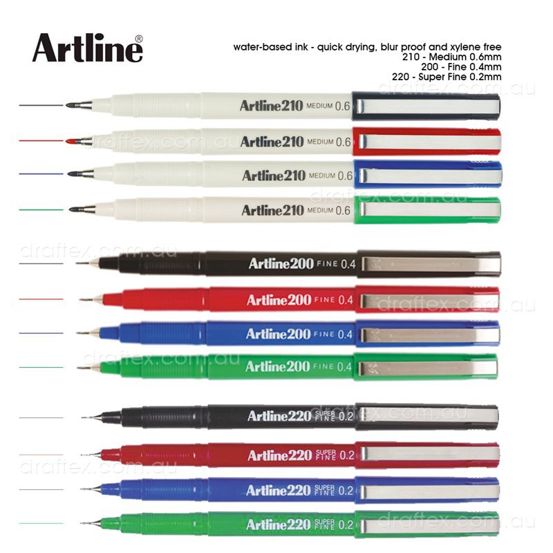 Artline ปากกาเขียน Artline 200 Artline 210 Artline 220 Artline 250 0.2 0.4 0.6 - 1 ชิ้น