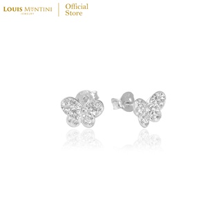 Louis Montini (Jewelry) Sterling Silver 925 Earrings ต่างหูเงินแท้ 92.5% ต่างหูผู้หญิง รูปผีเสื้อ LJER29