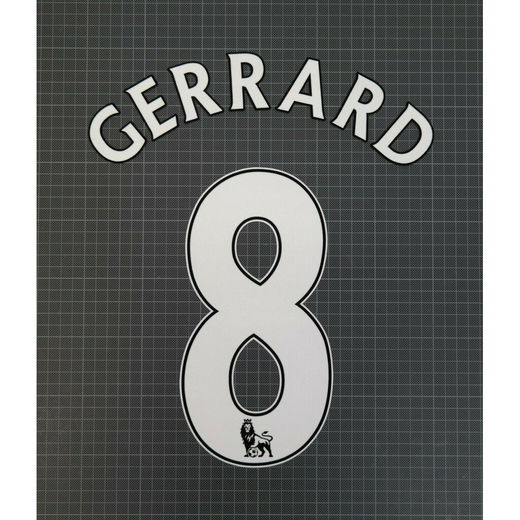 เบอร์ กำมะหยี่ GERRARD # 8 Liverpool Home 2007-2013 EPL Premier League White Name set