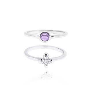 Aevari Midday Violet Dew Ring Sterling Silver 925 and Light Amethyst CZ (Cabochon)