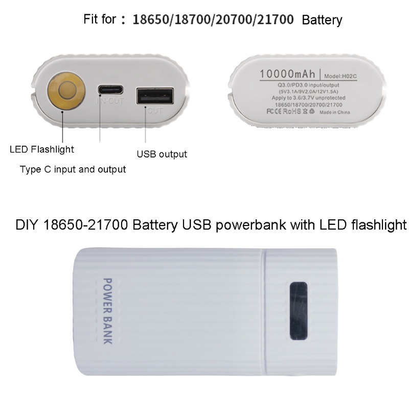เคสพาวเวอร์แบงค์ Type C Input Version 2X 18650 18700 21700 Diy Qc3.0 Usb พร้อมหลอดไฟ Led สําหรับโทรศัพท์มือถือ