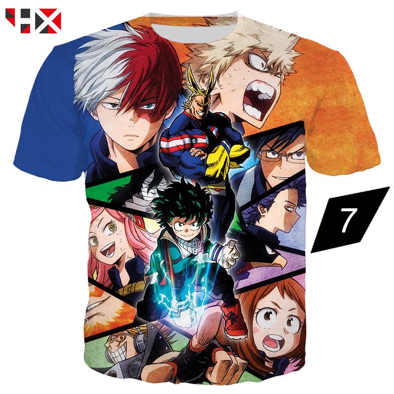 เสื้อยืดแขนสั้นพิมพ์ลาย Anime My Hero Academia 3 D แฟชั่นสำหรับผู้ชาย