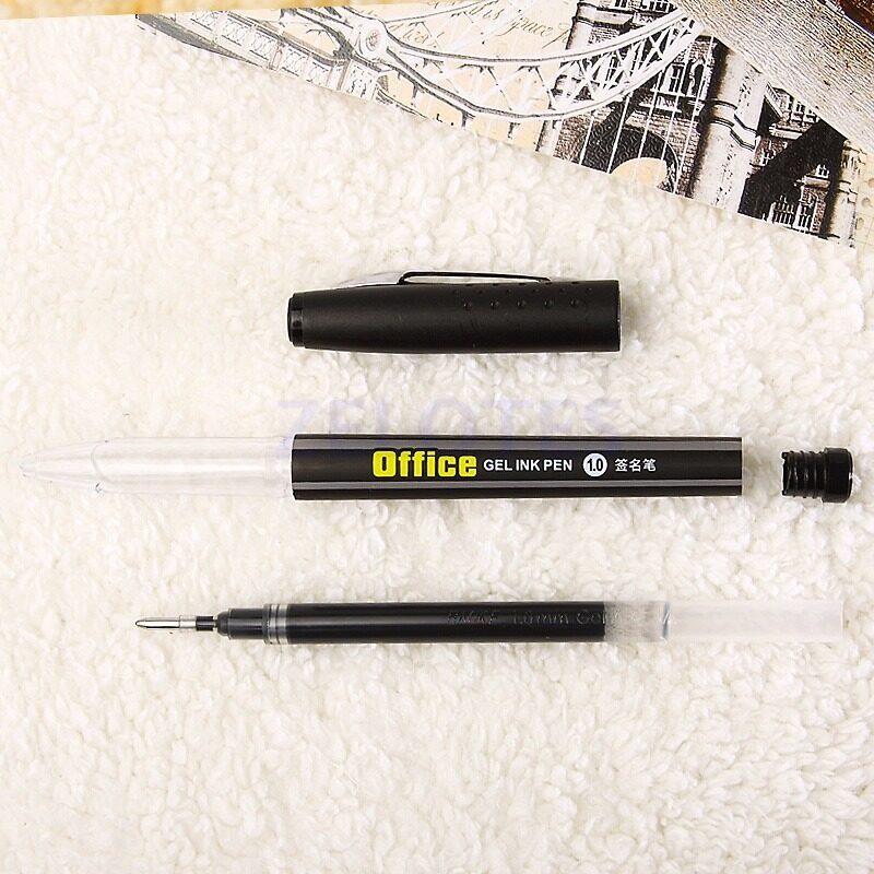 ปากกาเจล1.0 mm BAOKE PC-1048 แบบมีปลอก ด้ามพาสติกจับถนัดมือ หมึกสีน้ำเงิน ดำ  ใช้ในสำนักงาน เครื่องเขียน(ราคาต่อด้าม)