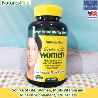 วิตามินรวมและแร่ธาตุรวม Source of Life, Women, Multi-Vitamin and Mineral Supplement, 120 Tablets (Natures Plus)