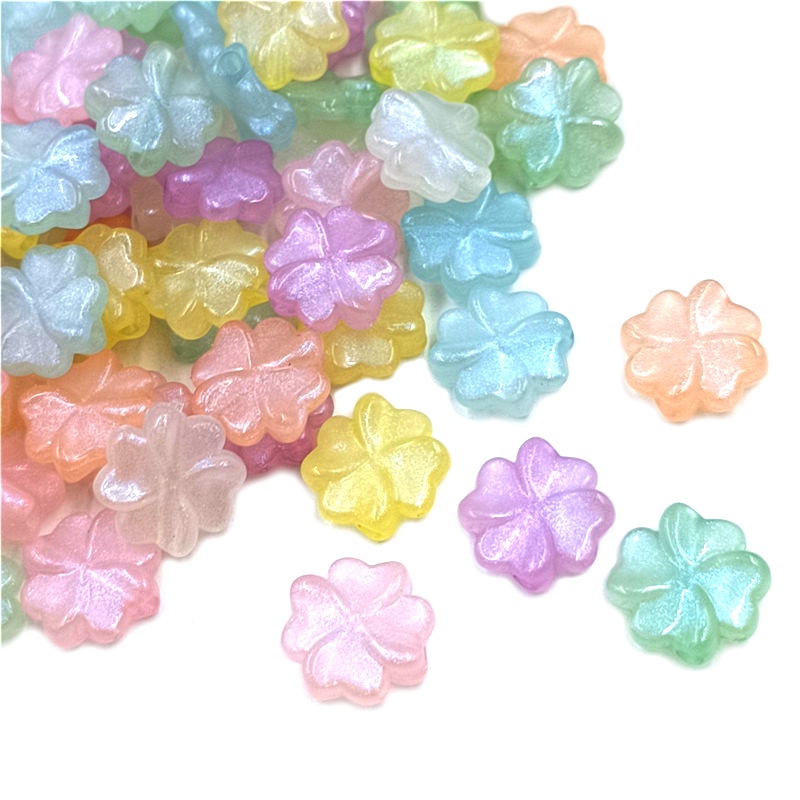 ลูกปัดอะคริลิค รูปใบโคลเวอร์สี่แฉก เรืองแสง สร้างสรรค์ เครื่องประดับ DIY 10 ชิ้น - รูปที่ 2